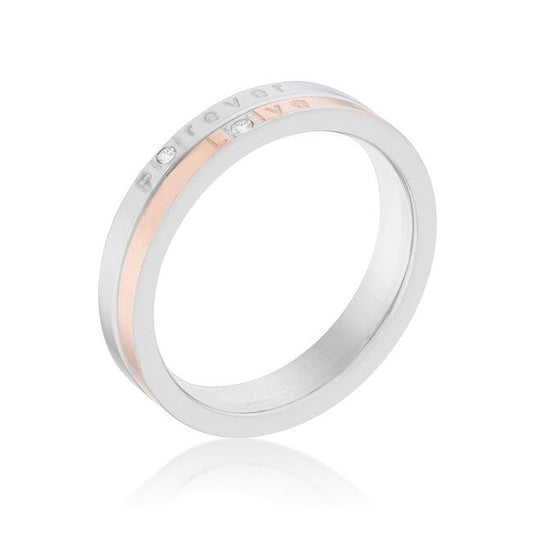 Two Tone Inspiration Band Ring With Cubic Zirconia - Flyclothing LLC