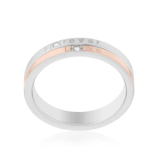 Two Tone Inspiration Band Ring With Cubic Zirconia - Flyclothing LLC