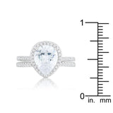 Halo Solitaire Pear Engagement Ring - Flyclothing LLC