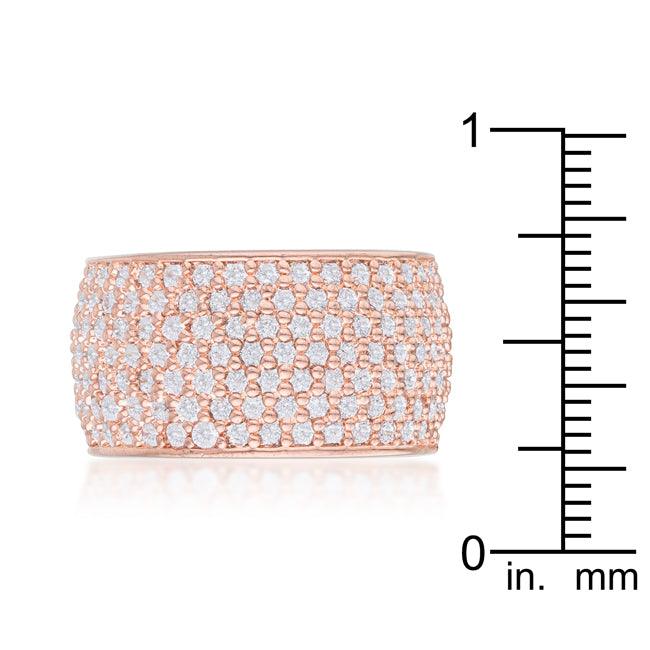 Wide Pave Cubic Zirconia Rose Gold Band Ring - Flyclothing LLC