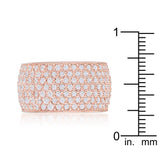 Wide Pave Cubic Zirconia Rose Gold Band Ring - Flyclothing LLC