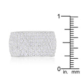 Wide Pave Cubic Zirconia Silvertone Band Ring - Flyclothing LLC