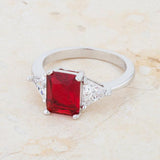 Classic Ruby Rhodium Engagement Ring - Flyclothing LLC