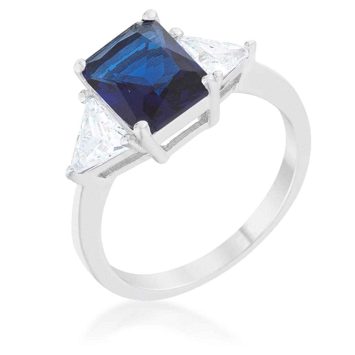 Classic Sapphire Rhodium Engagement Ring - Flyclothing LLC