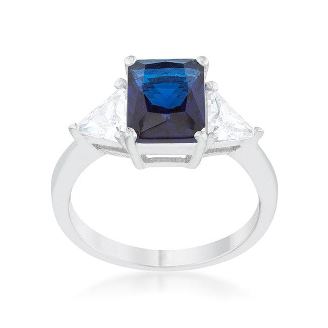 Classic Sapphire Rhodium Engagement Ring - Flyclothing LLC