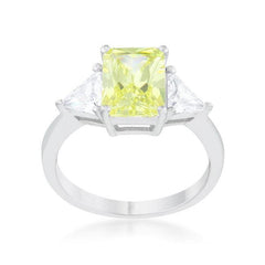 Classic Peridot Rhodium Engagement Ring - JGI