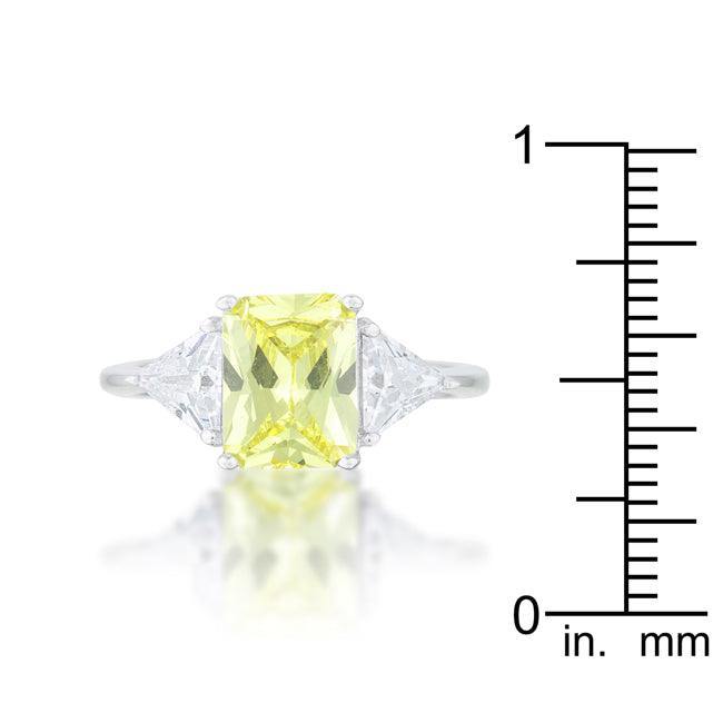 Classic Peridot Rhodium Engagement Ring - JGI