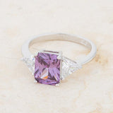 Classic Amethyst Sterling Silver Engagement Ring - Flyclothing LLC