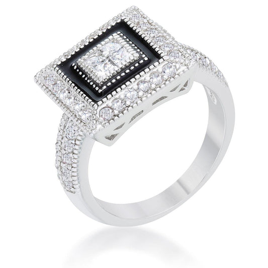 Shira 0.7ct CZ Rhodium Antique Ring - Flyclothing LLC