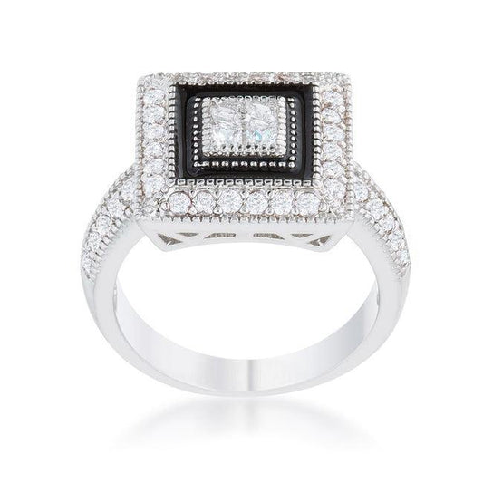 Shira 0.7ct CZ Rhodium Antique Ring - Flyclothing LLC