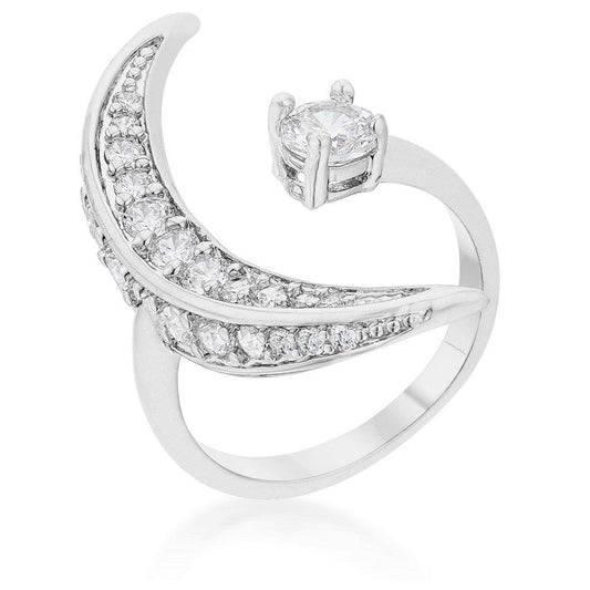 Luna .75ct CZ White Gold Rhodium Delicate Ring - JGI