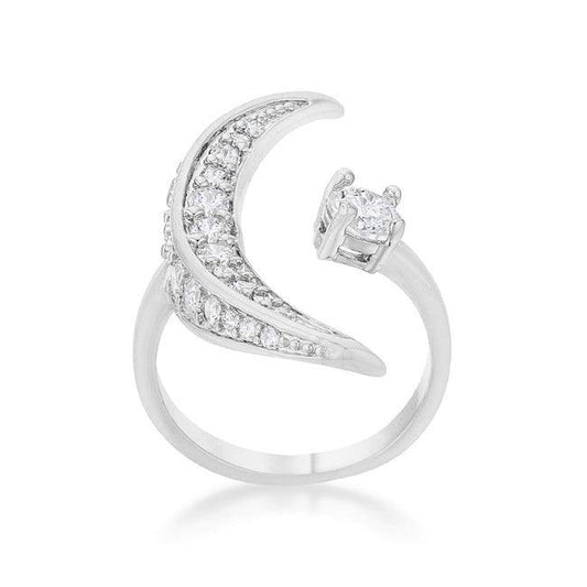 Luna .75ct CZ White Gold Rhodium Delicate Ring - Flyclothing LLC