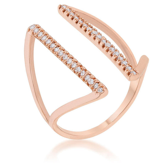 Jena 0.2ct CZ Rose Gold Delicate Parallel Ring - Flyclothing LLC