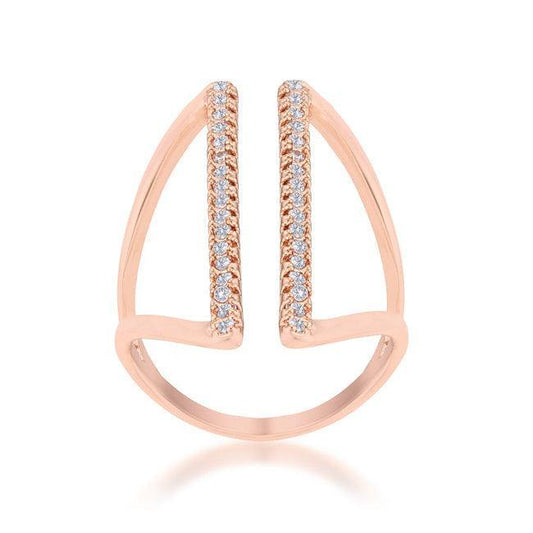 Jena 0.2ct CZ Rose Gold Delicate Parallel Ring - Flyclothing LLC