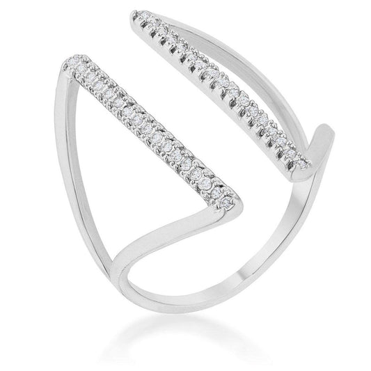 Jena 0.2ct CZ Rhodium Delicate Parallel Ring - Flyclothing LLC