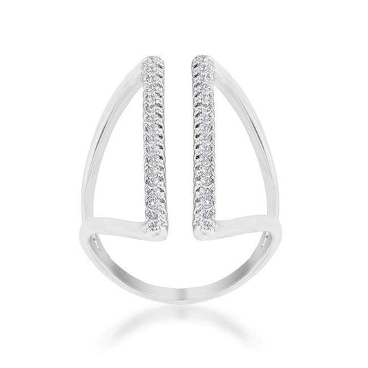 Jena 0.2ct CZ Rhodium Delicate Parallel Ring - Flyclothing LLC