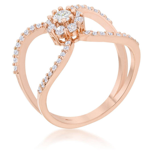 Joyce 0.4ct CZ Rose Gold Delicate Floral Wrap Ring - JGI