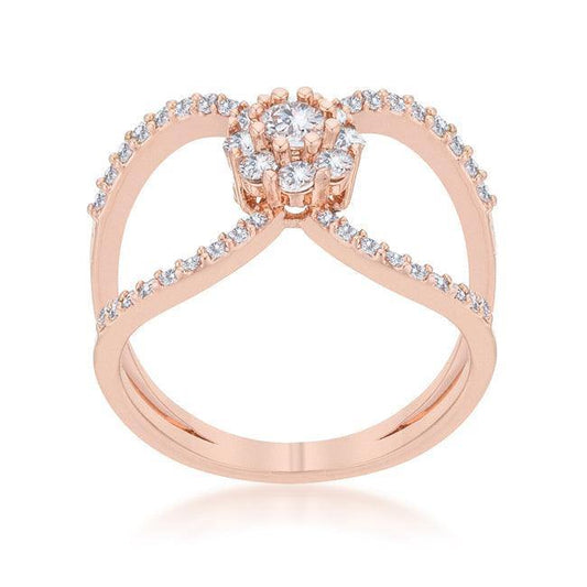 Joyce 0.4ct CZ Rose Gold Delicate Floral Wrap Ring - JGI