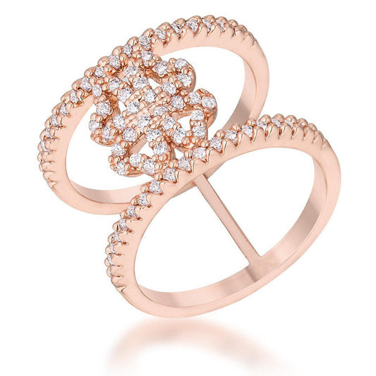 Lauren 0.4ct CZ Rose Gold Delicate Clover Wrap Ring - Flyclothing LLC