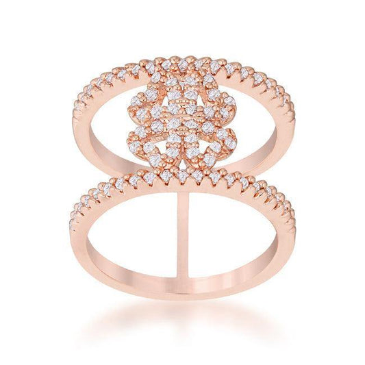 Lauren 0.4ct CZ Rose Gold Delicate Clover Wrap Ring - Flyclothing LLC