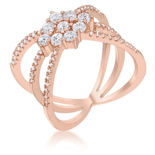 Mindy 0.8ct CZ Rose Gold Delicate Triple Wrap Ring - JGI