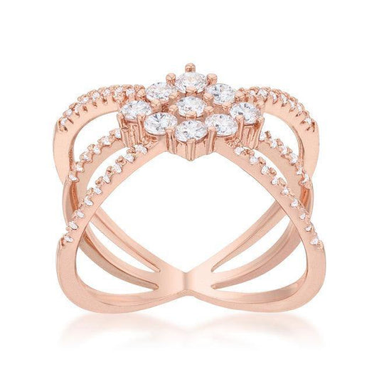 Mindy 0.8ct CZ Rose Gold Delicate Triple Wrap Ring - JGI