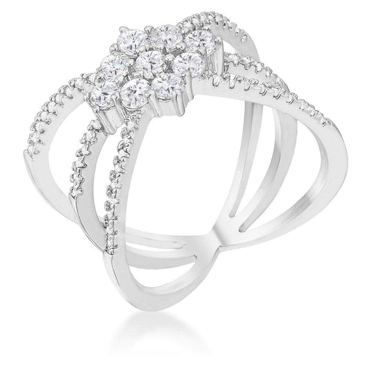 Rhodium Plated Mindy 0.8ct CZ Delicate Triple Wrap Ring - Flyclothing LLC