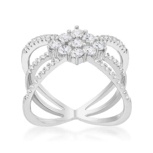 Rhodium Plated Mindy 0.8ct CZ Delicate Triple Wrap Ring - Flyclothing LLC