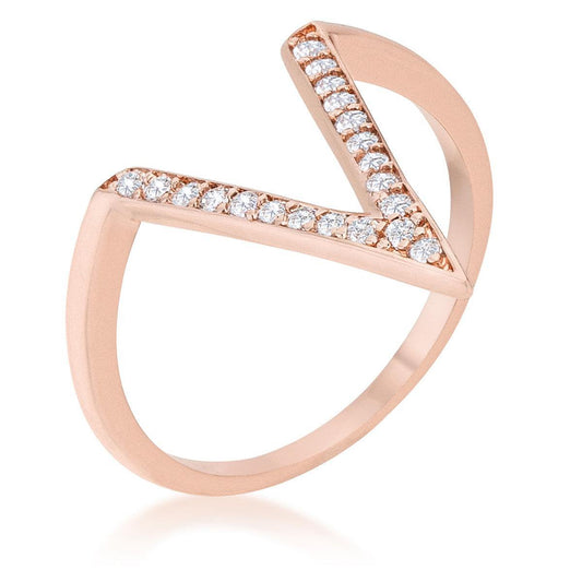 Michelle 0.2ct CZ Rose Gold Delicate V-Shape Ring - JGI