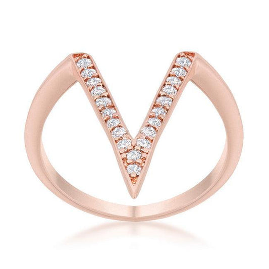 Michelle 0.2ct CZ Rose Gold Delicate V-Shape Ring - JGI