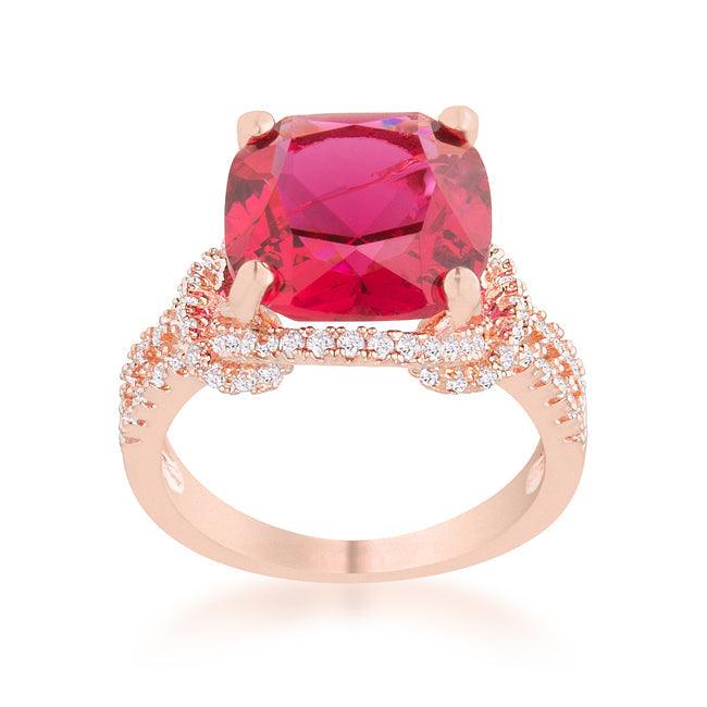 Charlene 6.2ct Ruby CZ Rose Gold Classic Statement Ring - Flyclothing LLC