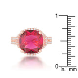 Charlene 6.2ct Ruby CZ Rose Gold Classic Statement Ring - Flyclothing LLC