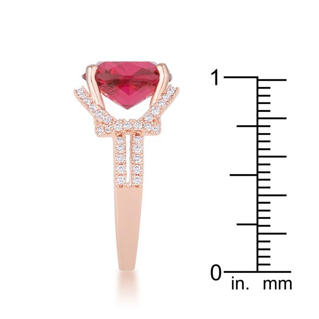 Charlene 6.2ct Ruby CZ Rose Gold Classic Statement Ring - Flyclothing LLC