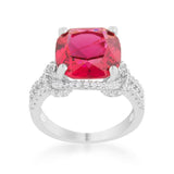 Charlene 6.2ct Ruby CZ Rhodium Classic Statement Ring - Flyclothing LLC