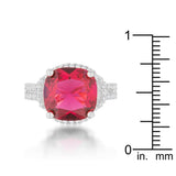 Charlene 6.2ct Ruby CZ Rhodium Classic Statement Ring - Flyclothing LLC