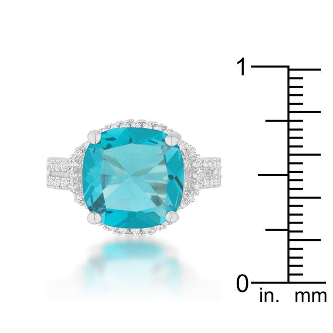 Charlene 6.2ct Aqua CZ Rhodium Classic Statement Ring - Flyclothing LLC