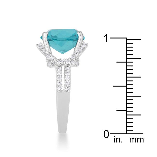 Charlene 6.2ct Aqua CZ Rhodium Classic Statement Ring - Flyclothing LLC