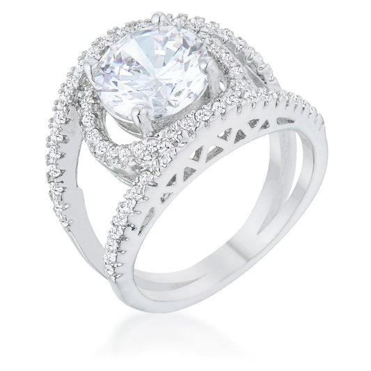 Marcie 3ct CZ Rhodium Contemporary Ring - Flyclothing LLC