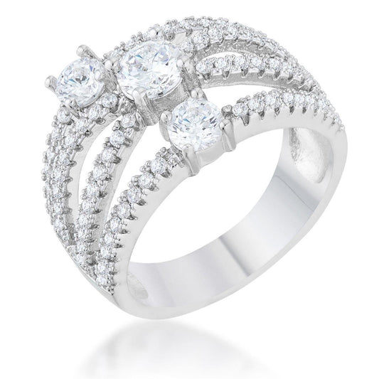 Beatrice 1.8ct CZ Rhodium Statement Ring - JGI