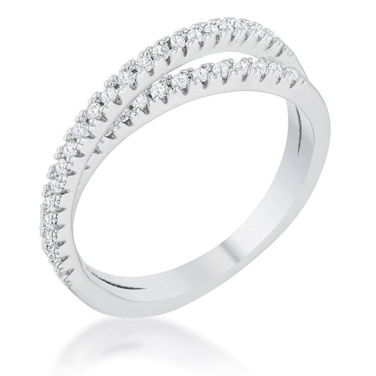 Mara 0.4ct CZ Rhodium Intertwined Simple Ring - Flyclothing LLC