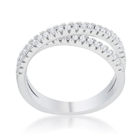 Mara 0.4ct CZ Rhodium Intertwined Simple Ring - Flyclothing LLC