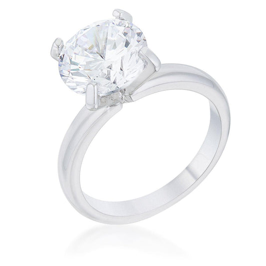 Hanna 4.4ct CZ Rhodium Classic Solitaire Ring - Flyclothing LLC