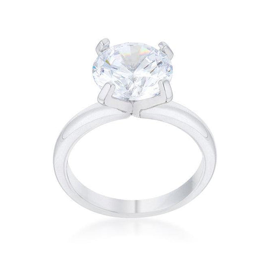 Hanna 4.4ct CZ Rhodium Classic Solitaire Ring - Flyclothing LLC