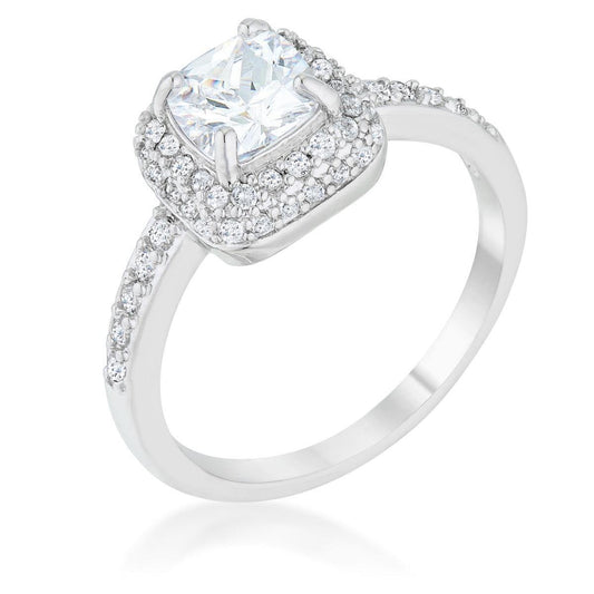 Serena 1.5ct Clear CZ Rhodium Art Deco Ring - Flyclothing LLC