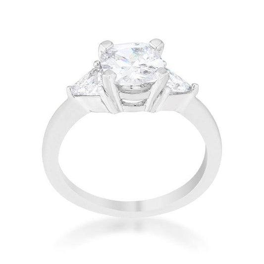 Shonda 1.8ct Clear CZ Rhodium Cushion Classic Statement Ring - Flyclothing LLC