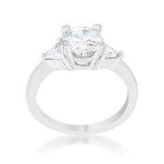 Shonda 1.8ct Clear CZ Rhodium Cushion Classic Statement Ring - Flyclothing LLC