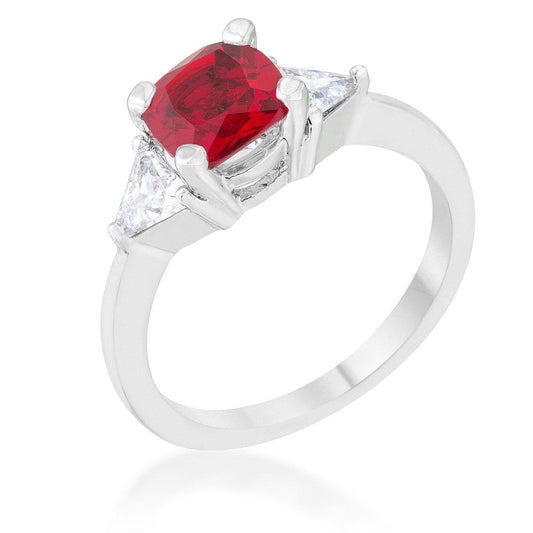 Shonda 1.8ct Garnet CZ Rhodium Cushion Classic Statement Ring - Flyclothing LLC