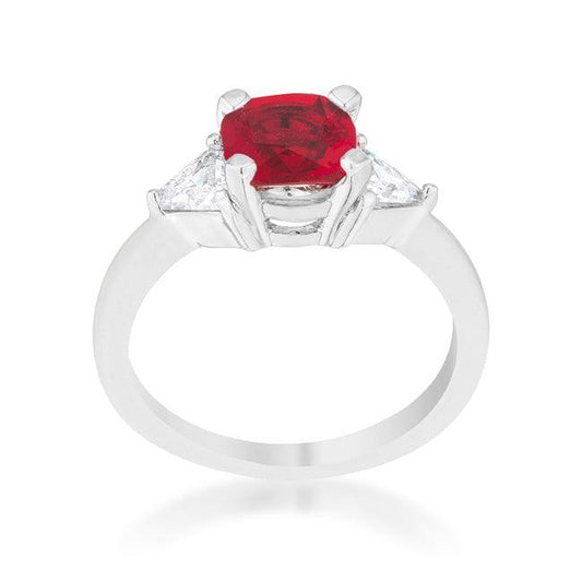 Shonda 1.8ct Garnet CZ Rhodium Cushion Classic Statement Ring - Flyclothing LLC