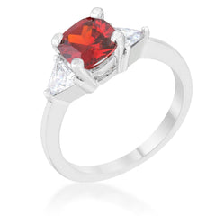 Shonda 1.8ct Ruby CZ Rhodium Cushion Classic Statement Ring - Flyclothing LLC