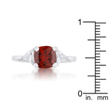 Shonda 1.8ct Ruby CZ Rhodium Cushion Classic Statement Ring - Flyclothing LLC